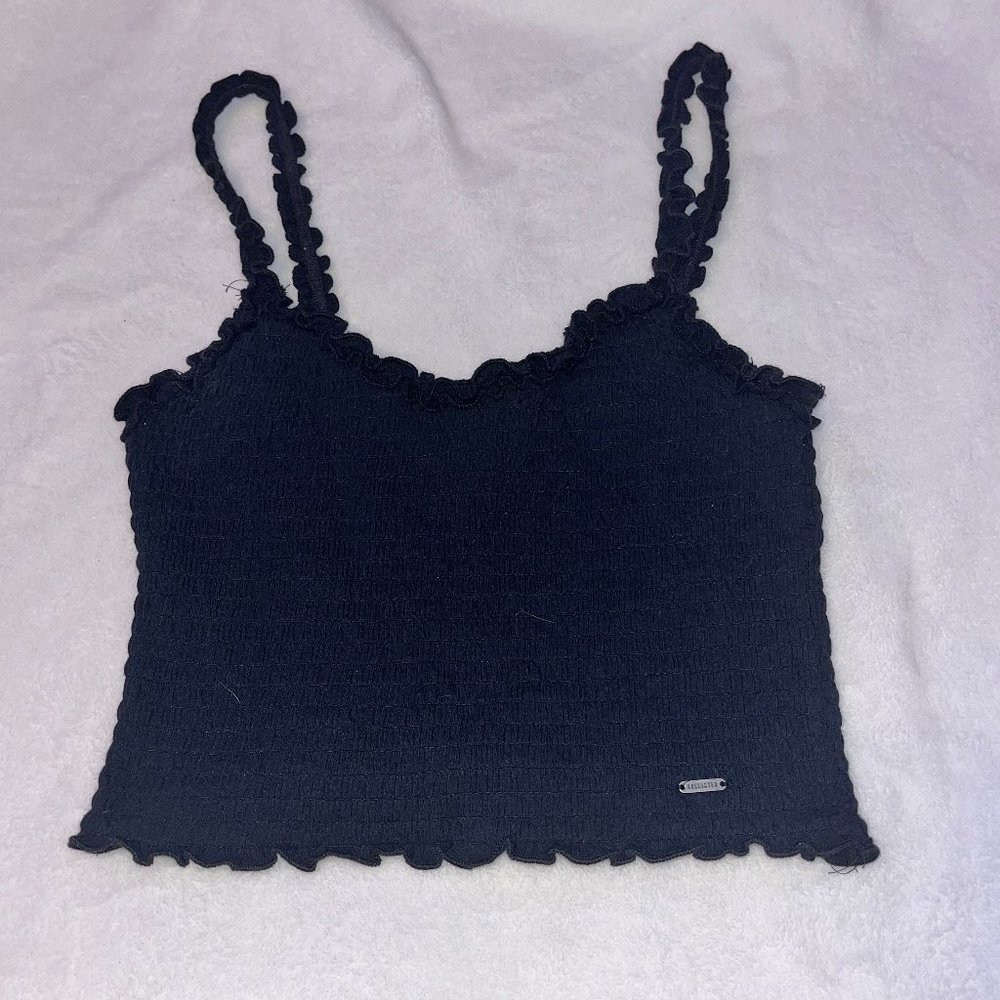Black Ribbed Crop Top